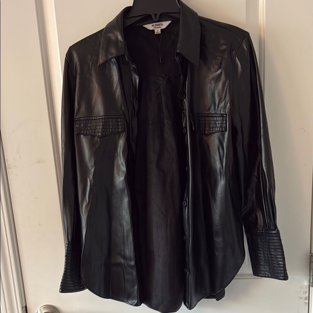 Steve Madden- Black faux leather oversize jacket